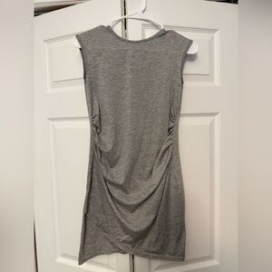 Gray Sleeveless Ruched Maternity Dress